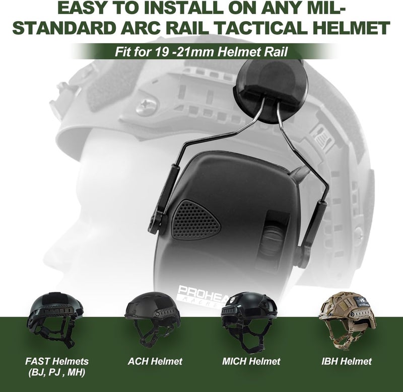 PROHEAR Arc Rail Adapter for Helmet Shooting Ear Protection Earmuffs, NRR 23dB Noise Reduction Hearing Protection for Hunting - Image 4